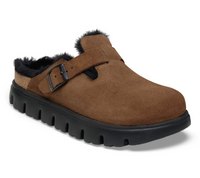 Birkenstock Boston Chunky Shearling Suede Clogs - Dark Tea (Medium/Narrow)