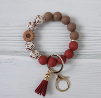 Floral Beaded Keychain Bracelet