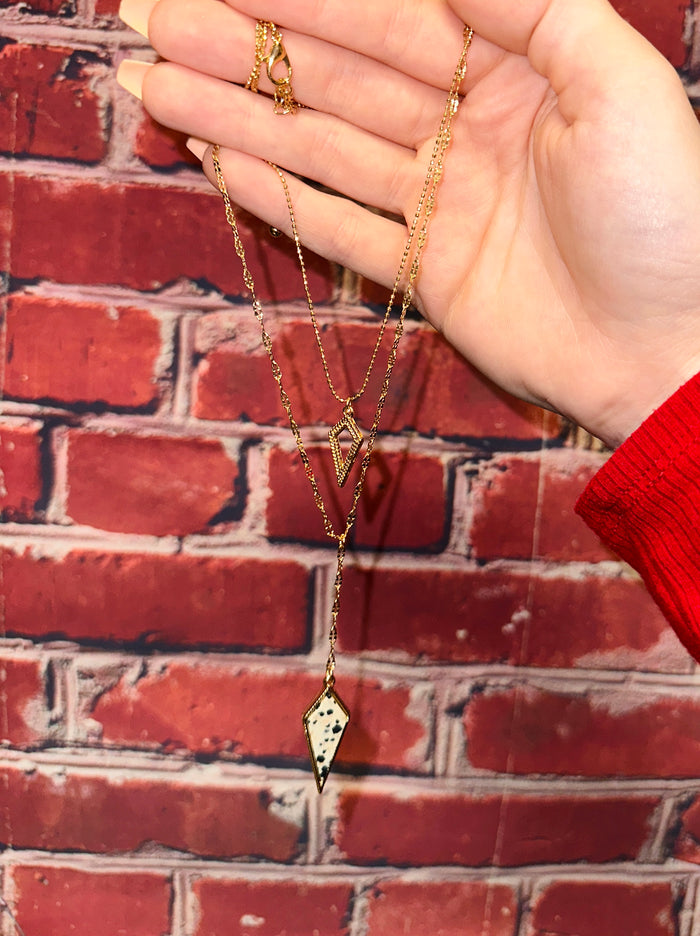 Semiprecious Stone Diamond Layered Necklace
