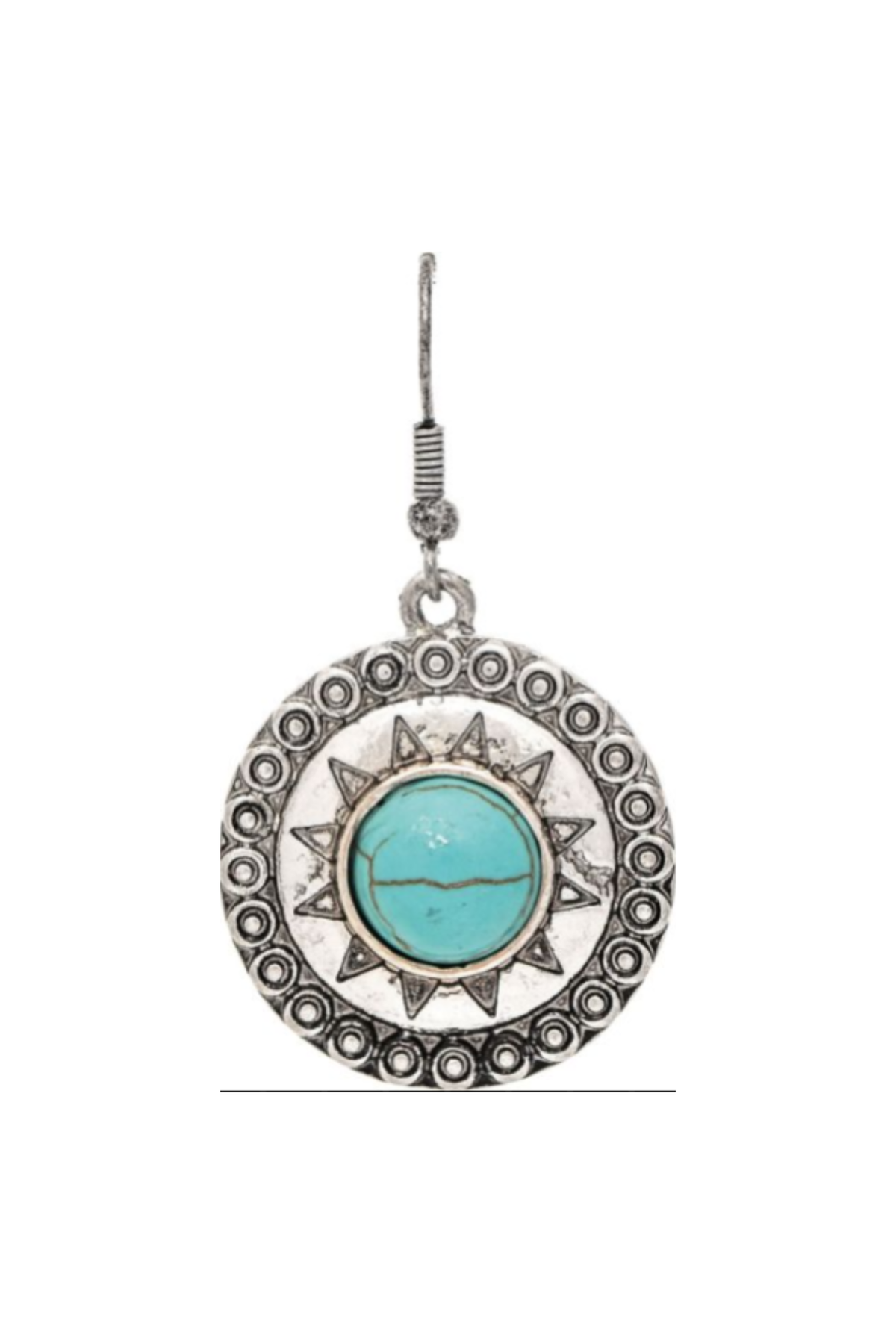 Silver Turquoise Sun Medallion Earring