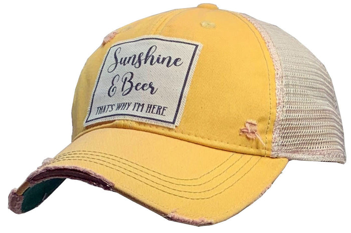 Sunshine & Beer Distressed Trucker Cap