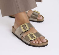 Birkenstock Sydney Luxe Buckle Sandals - Graceful Taupe (Medium/Narrow)