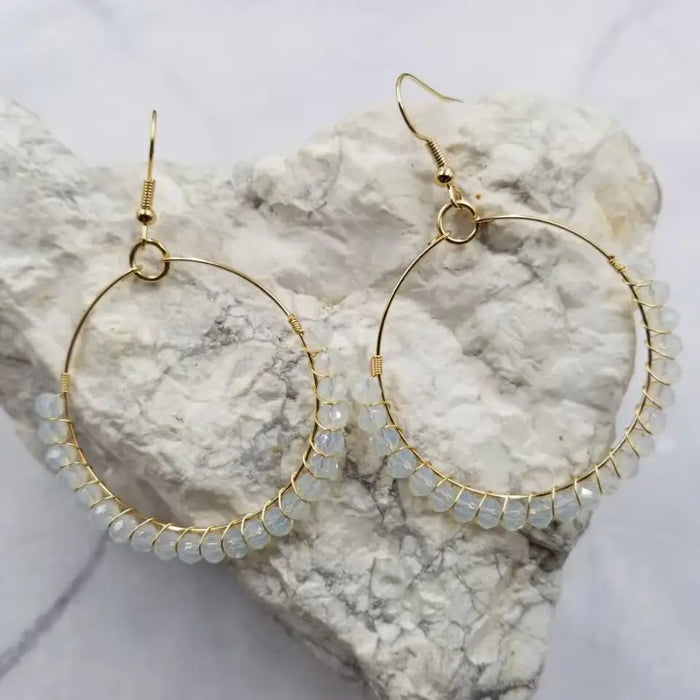 Wire Beaded Hoop Earrings