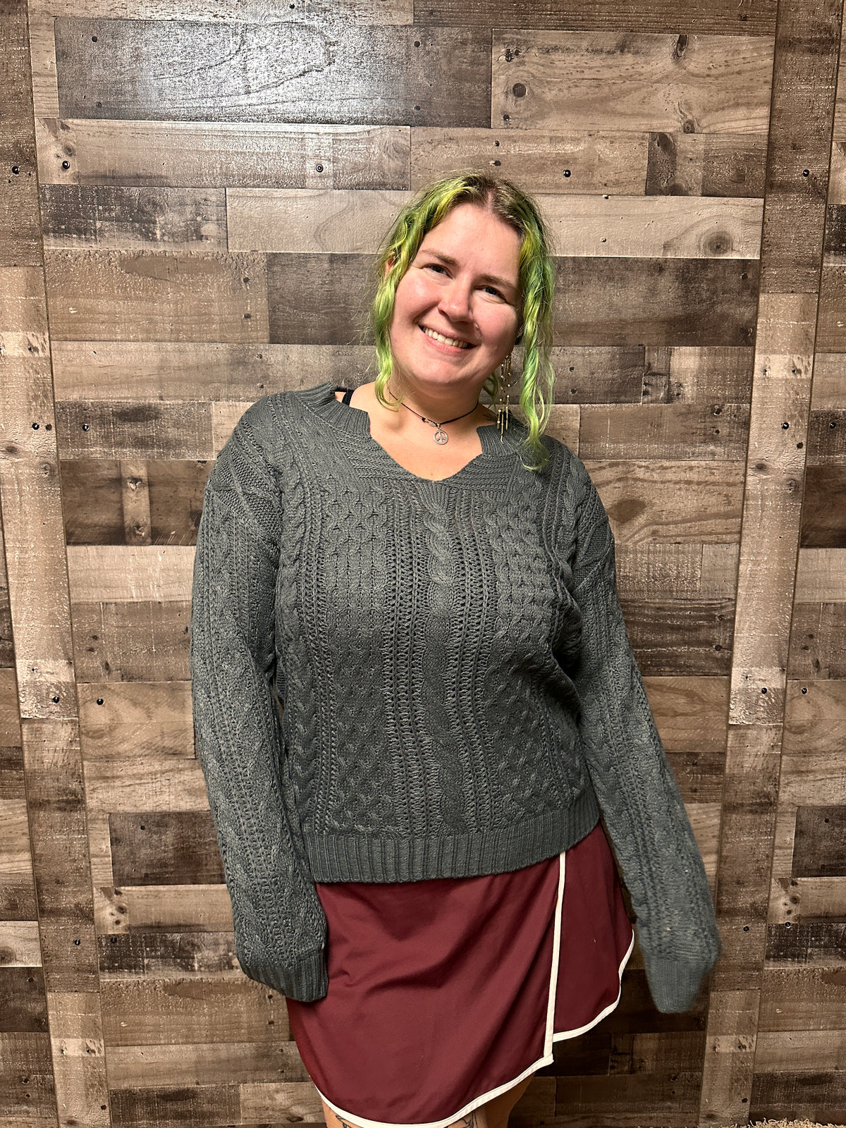 Taissa Notch Neck Oversized Tunic Sweater