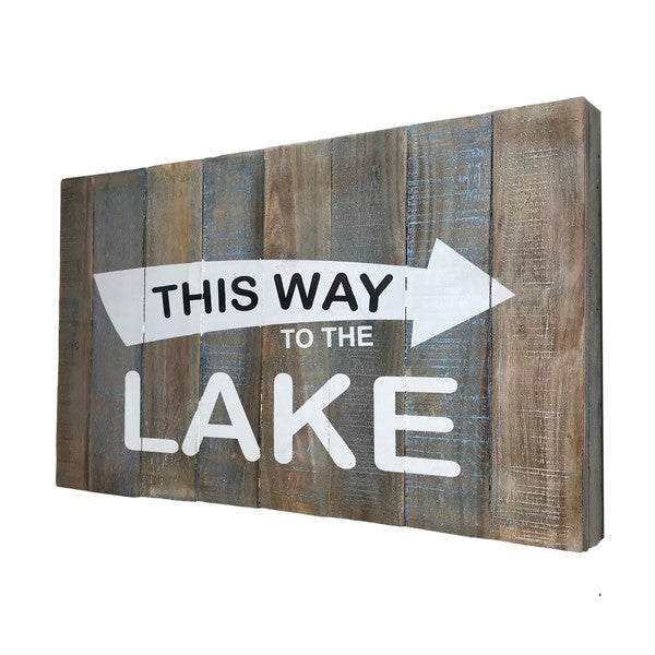 "This Way to the Lake" Wood Wall Plaque