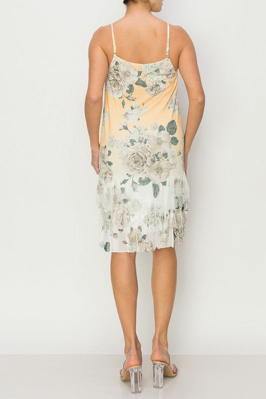 Tiana Floral Lace Trim Slip Dress