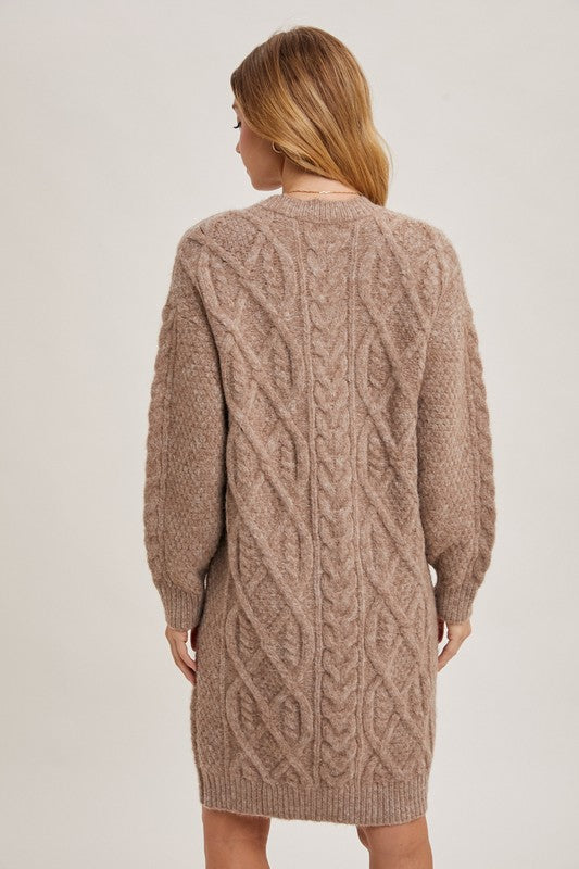 Tiffany Cable Knit Sweater Dress - Latte