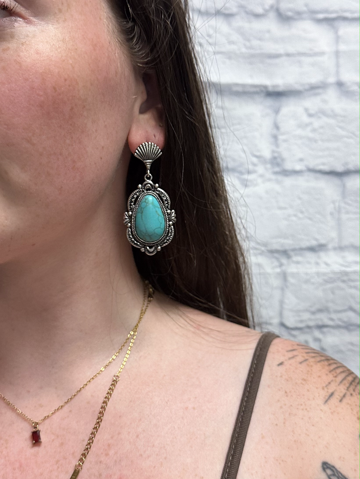 Boho Teardrop Stone Earrings