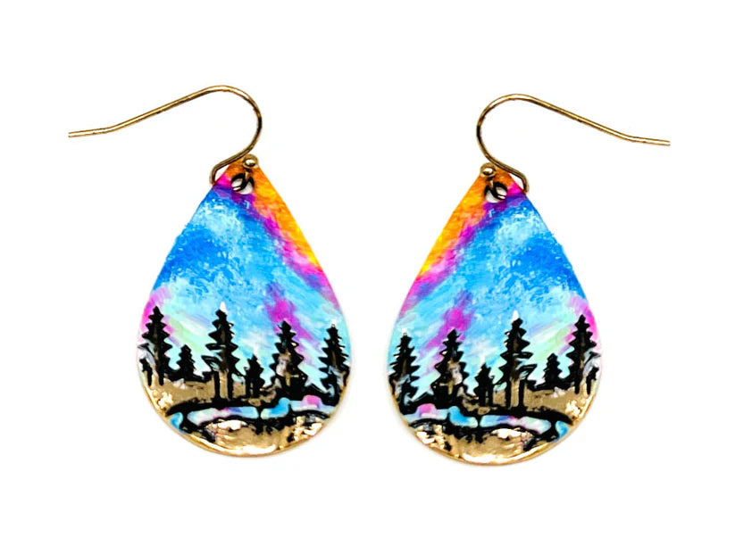 Mountain Scene Teardrop Earrings