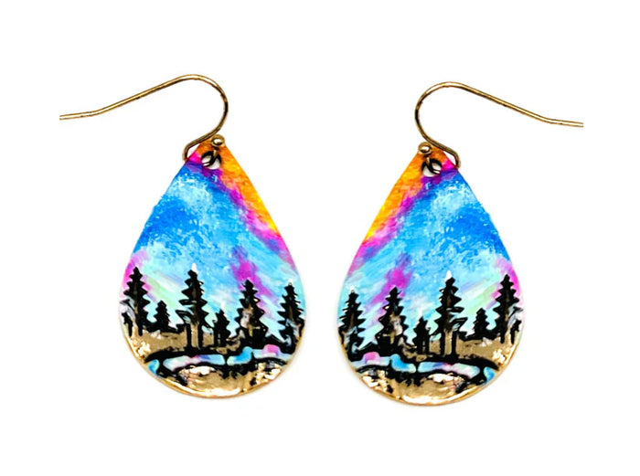 Mountain Scene Teardrop Earrings