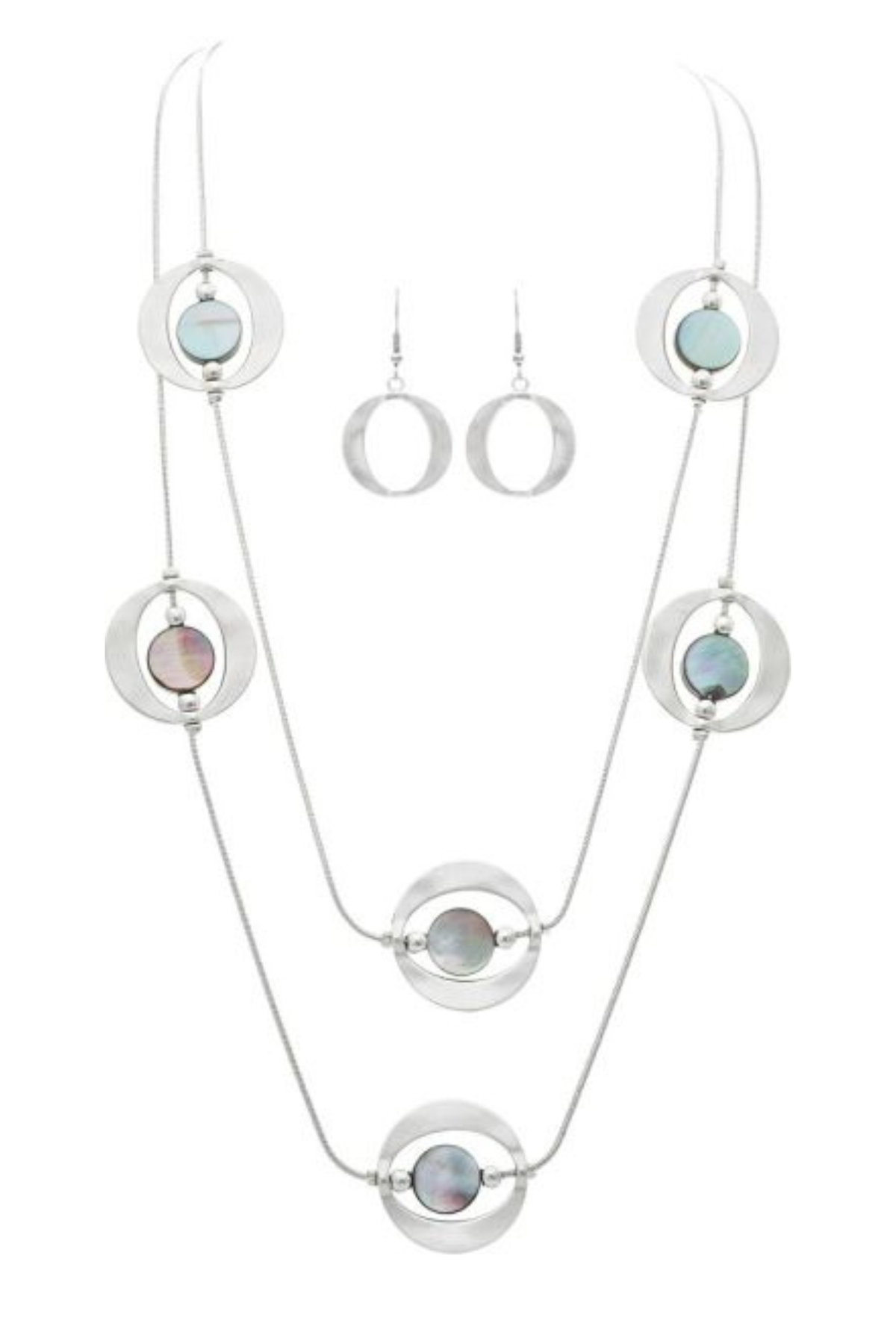 Silver Layered Shell Discs Necklace Separates