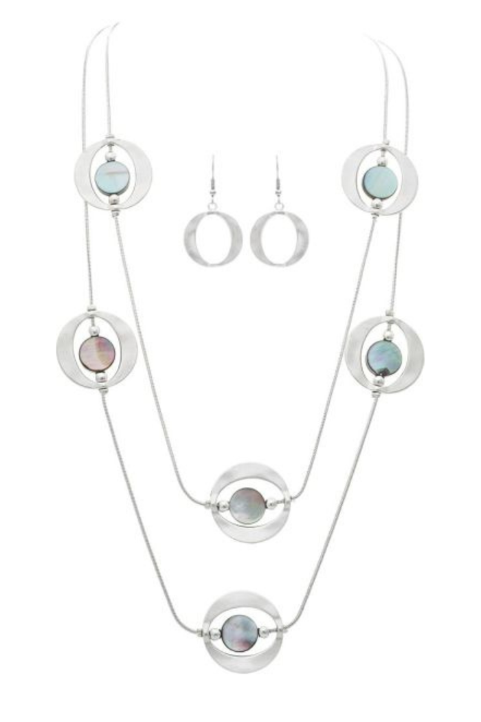 Silver Layered Shell Discs Necklace Separates