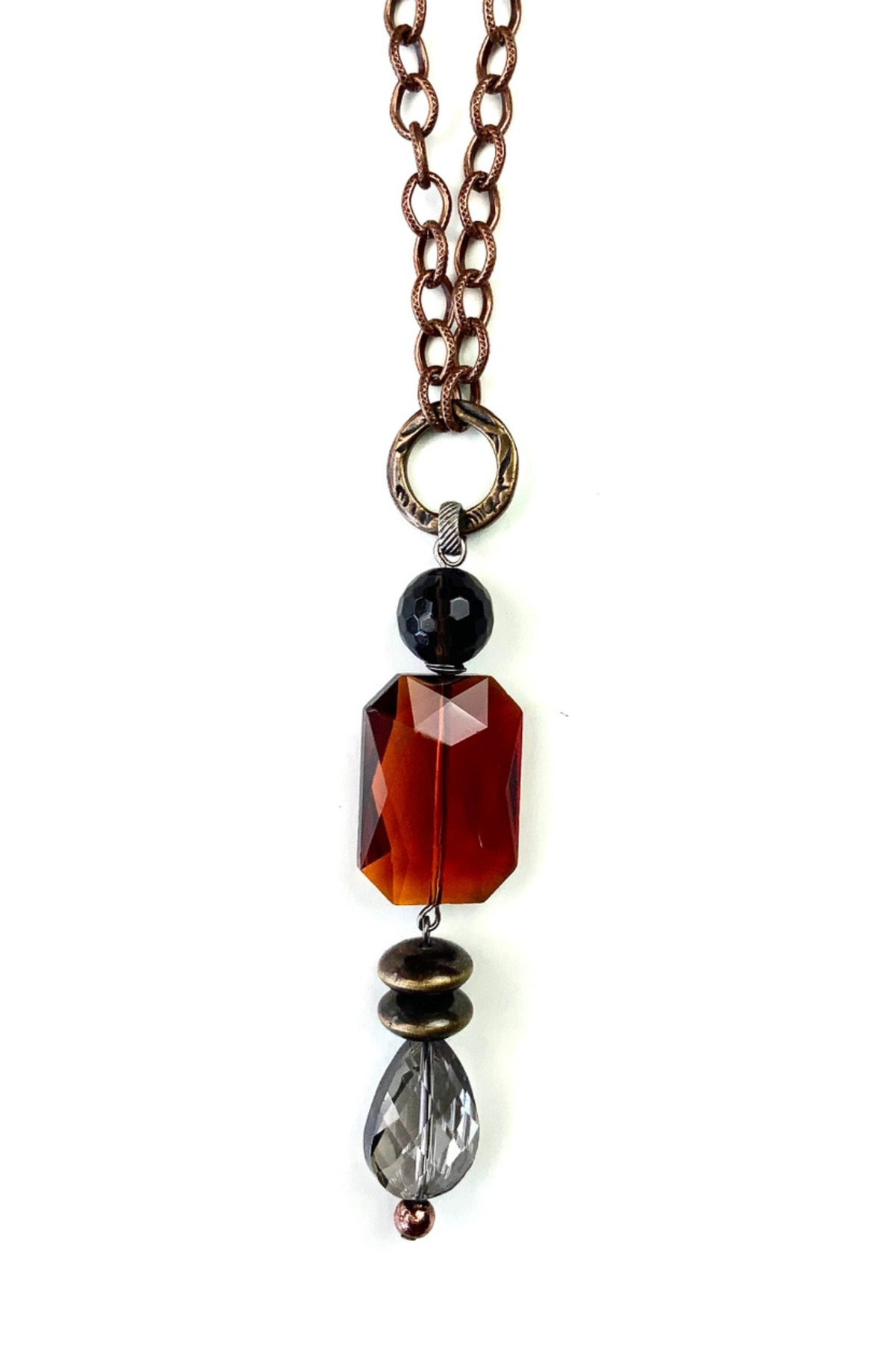 Bronze Mixed Bead Pendant Necklace