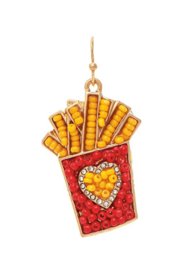Multicolor Beaded French Fries Earrings