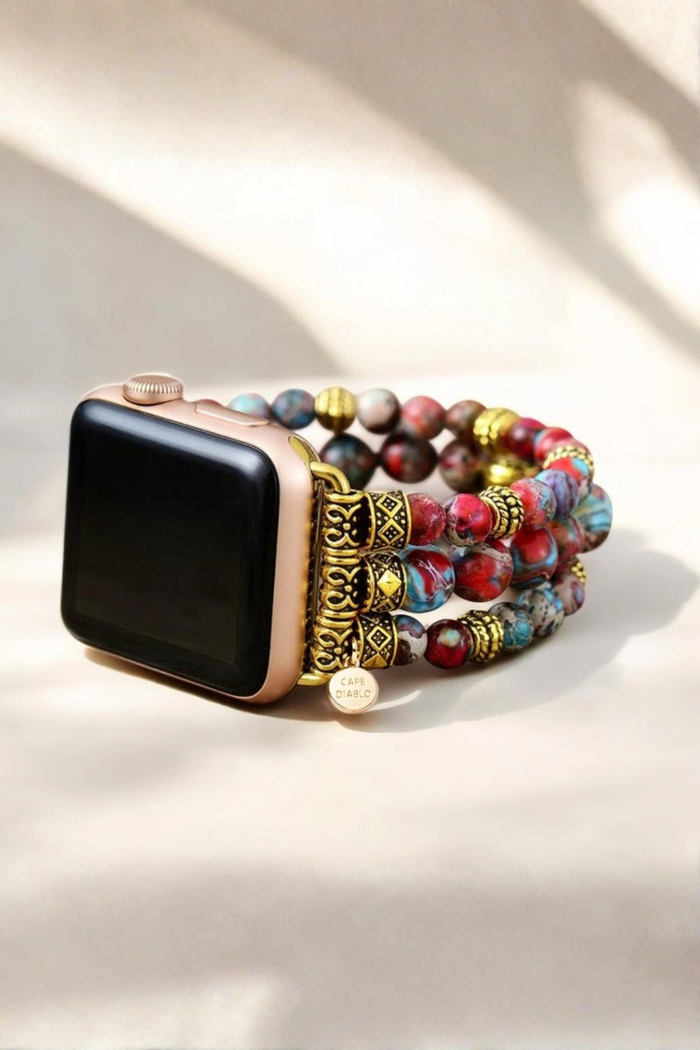 Crimson Jasper Stretch Apple Watch Strap
