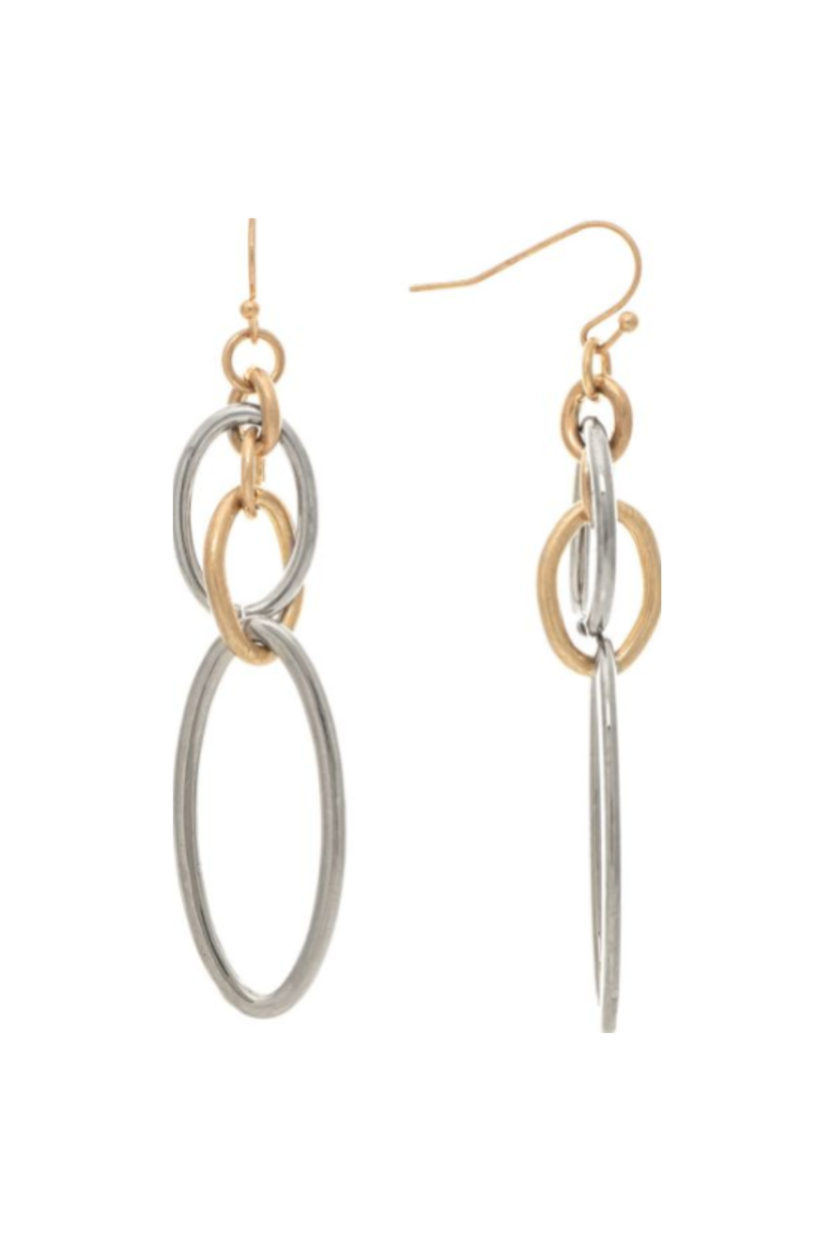 Two Tone Mixed Oval Earrings