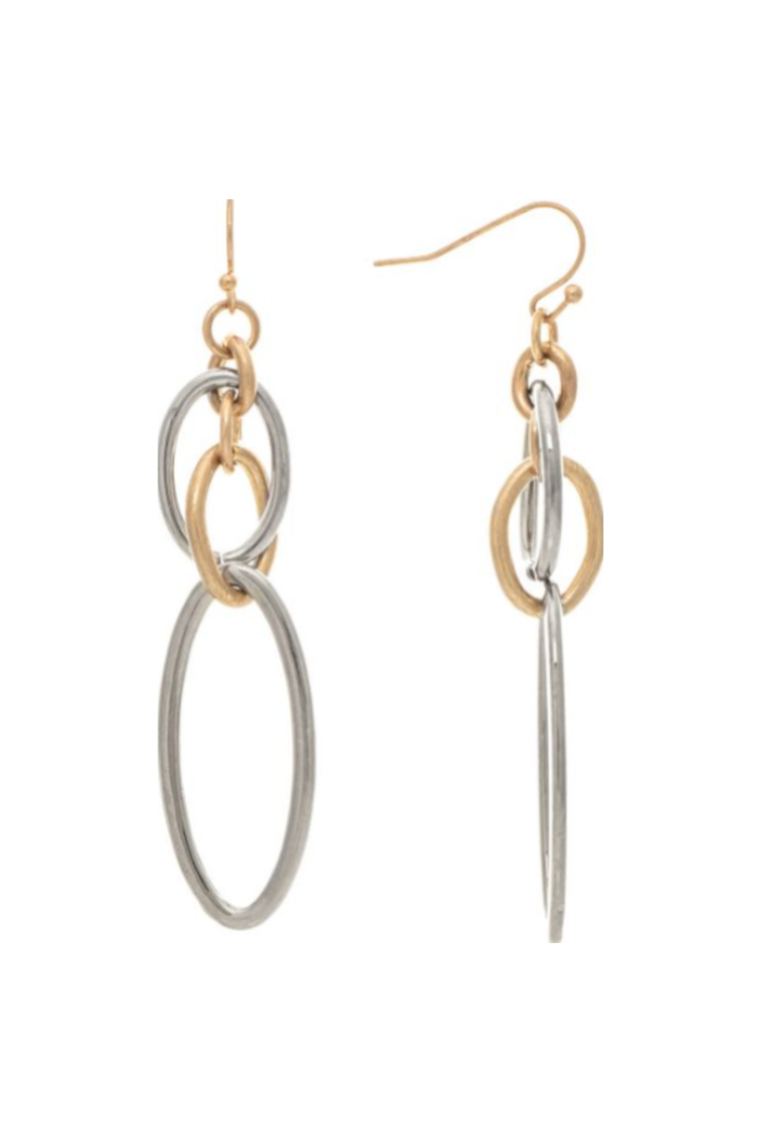 Two Tone Mixed Oval Earrings