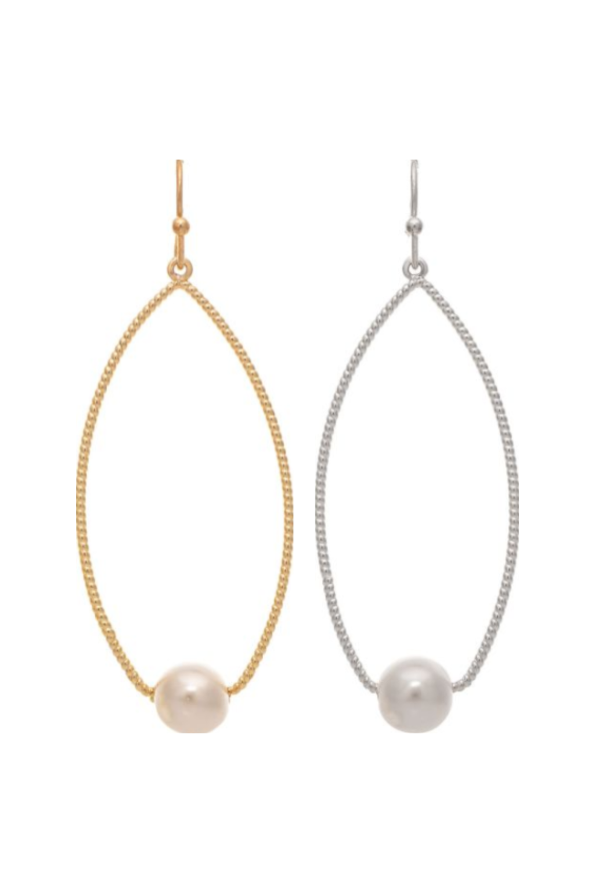 Textured Wire Faux Pearl Earrings