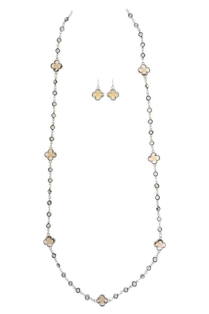 Gold & Grey Crystal Clover Jewelry Separates