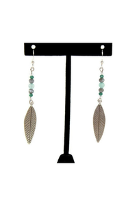 Pale Green & Silver Leaf Earrings