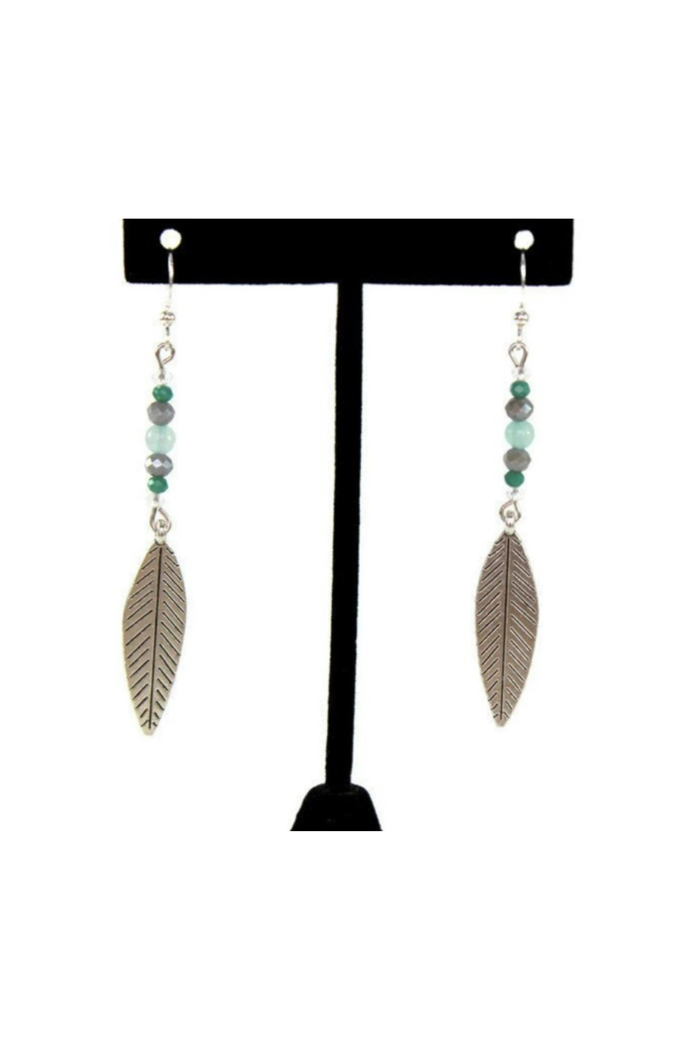 Pale Green & Silver Leaf Earrings