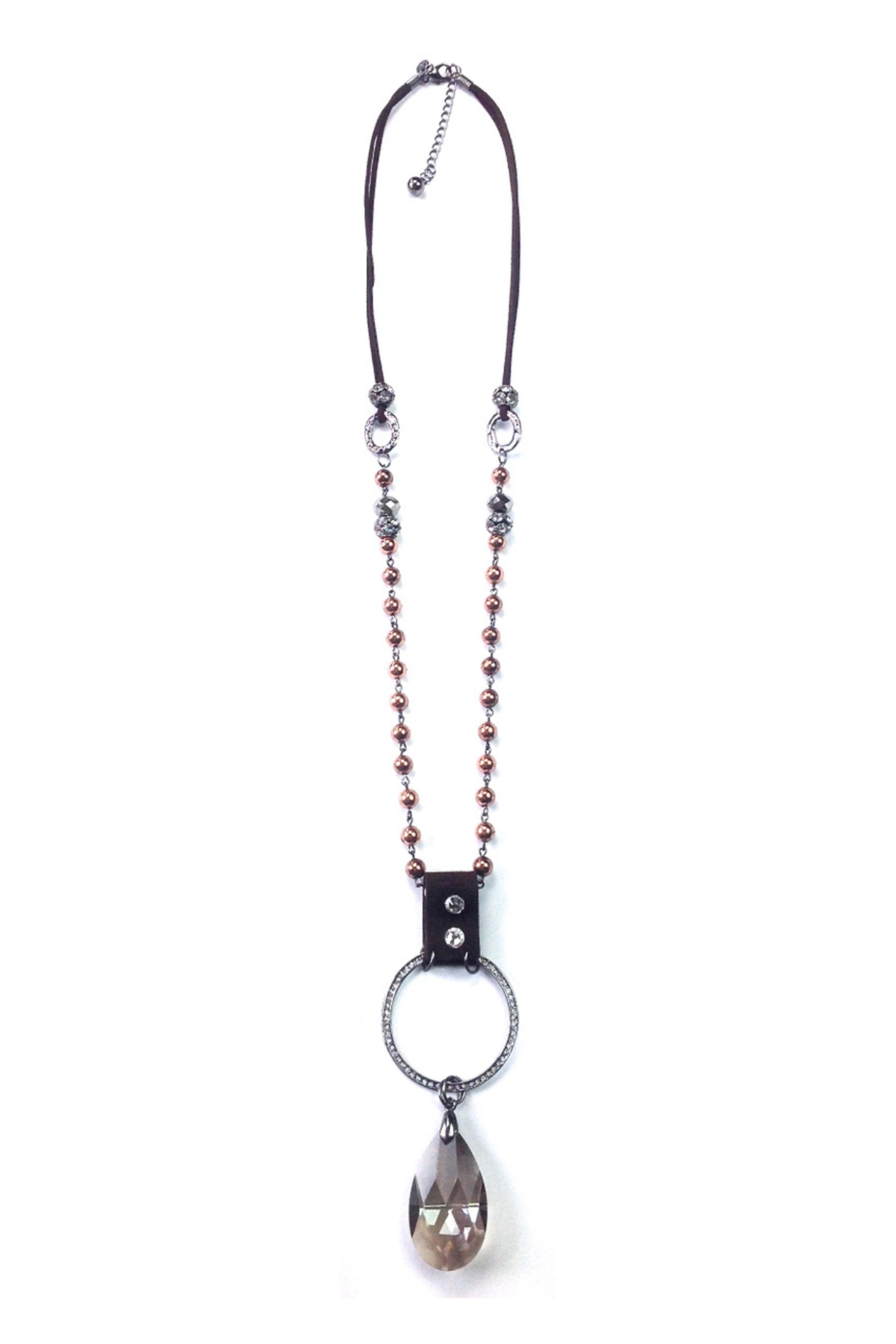 Leather Crystal Ring Pendant Necklace