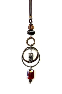 Beaded Pinecone Pendant Cord Necklace