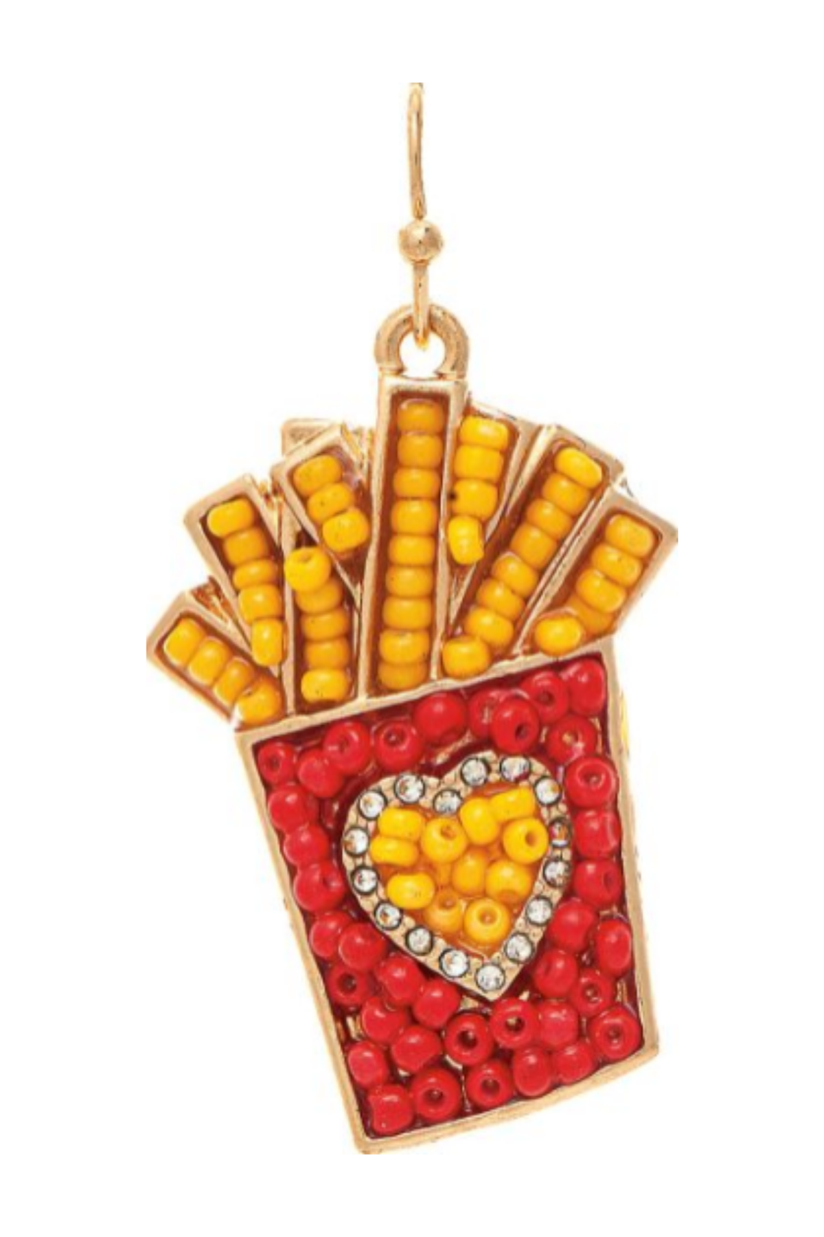Multicolor Beaded French Fries Earrings