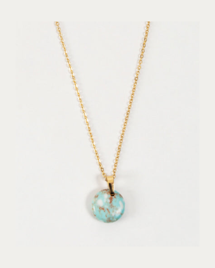 Brown & Turquoise Marbled Pendant Necklace