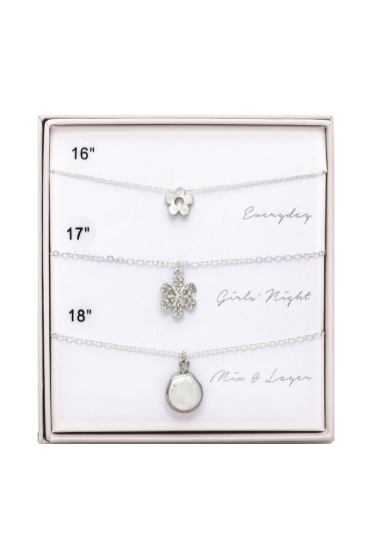 Silver Tone Layering Necklace Set