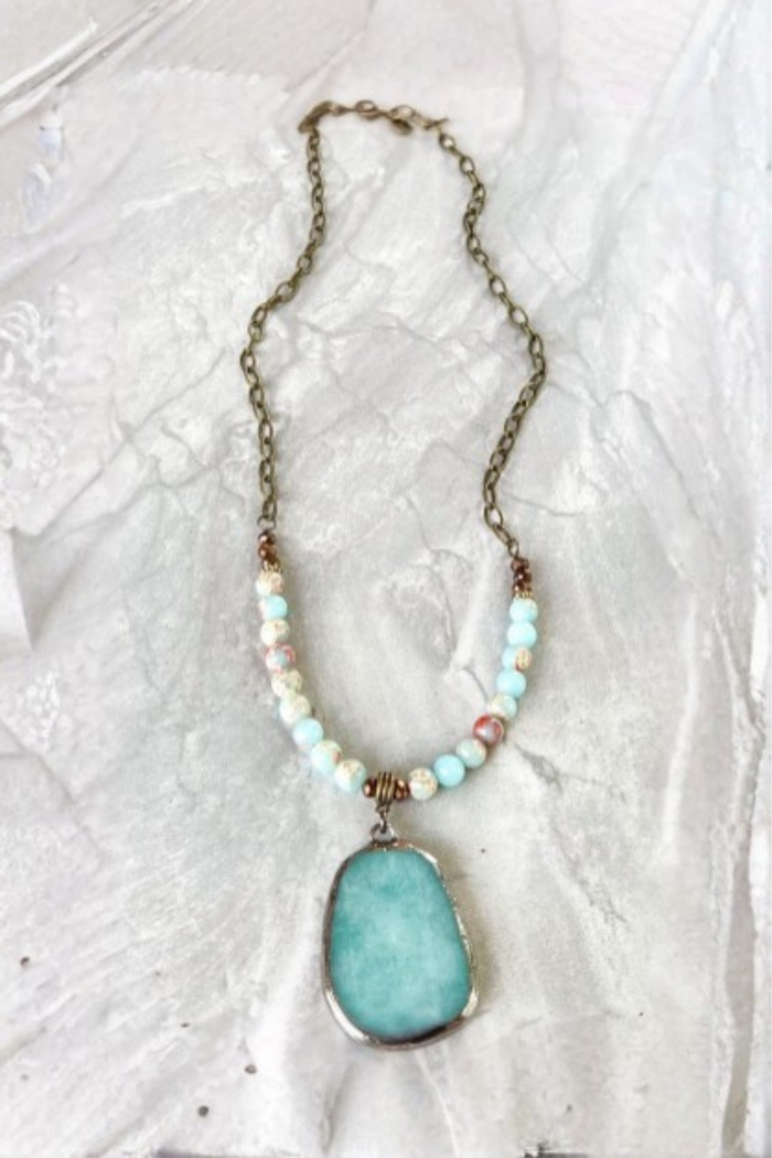 Amazonite Stone Pendant Necklace