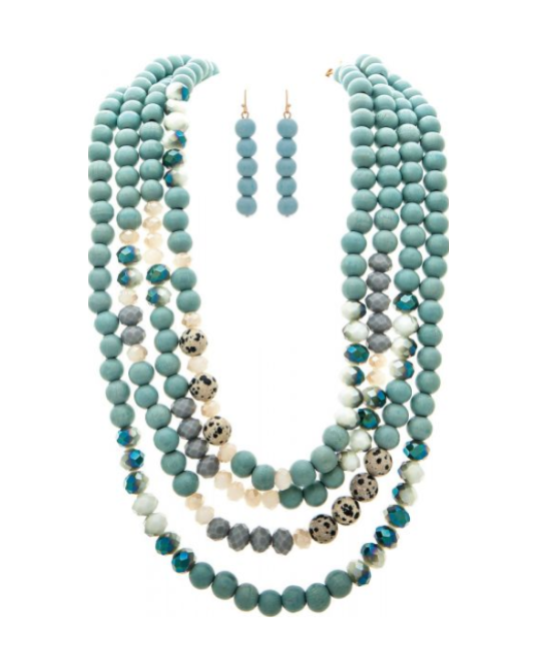 Gold Blue Stone and Wood Bead Necklace Separates