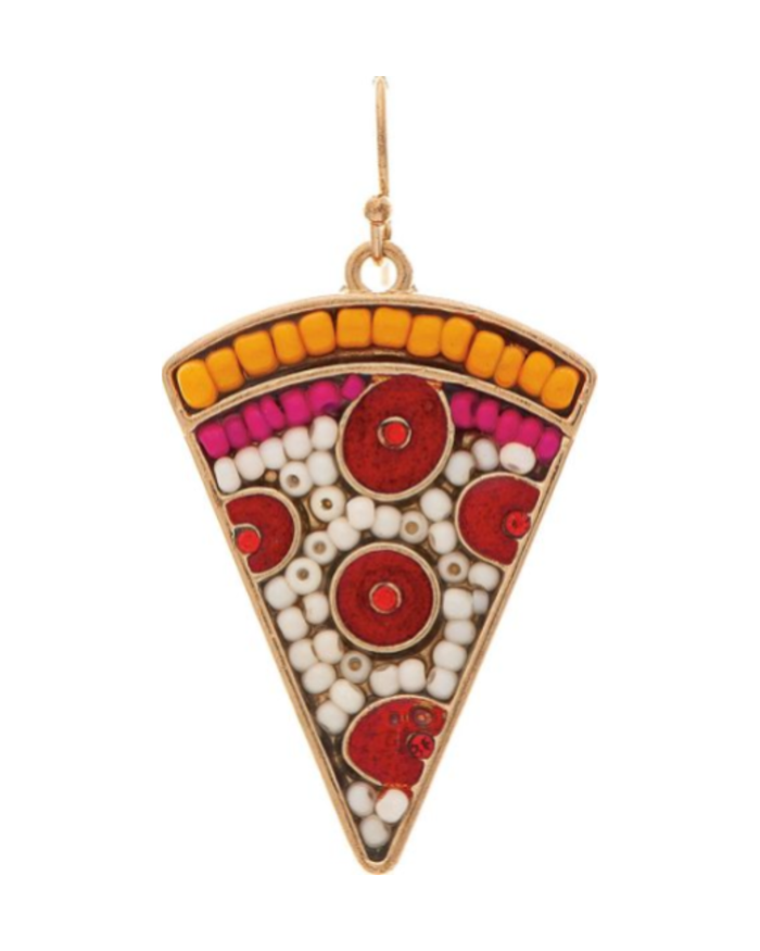 Beaded Pizza Earrings