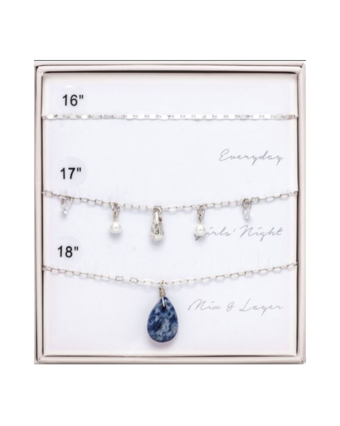 Dainty Silver Necklace Trio