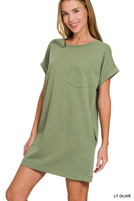 Candace T-Shirt Dress - Light Olive