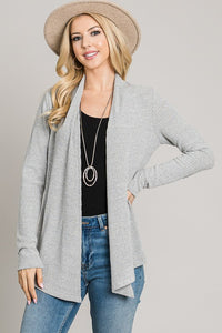 Claire Boucle Knit Cardigan - Heather Gray