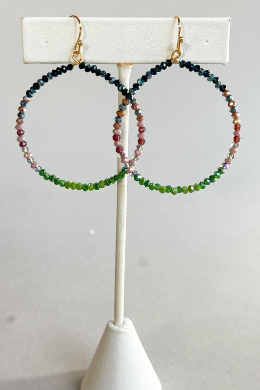 Colorful Beaded Hoop Earrings