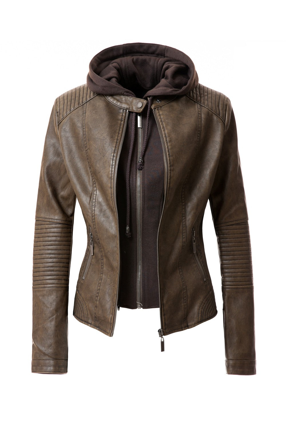 Emily Faux Leather Hooded Jacket