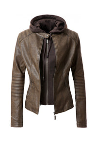 Emily Faux Leather Hooded Jacket