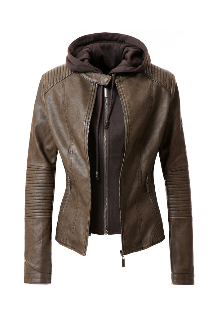 Emily Faux Leather Hooded Jacket