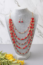 Beaded Layered Necklace & Earrings Separates