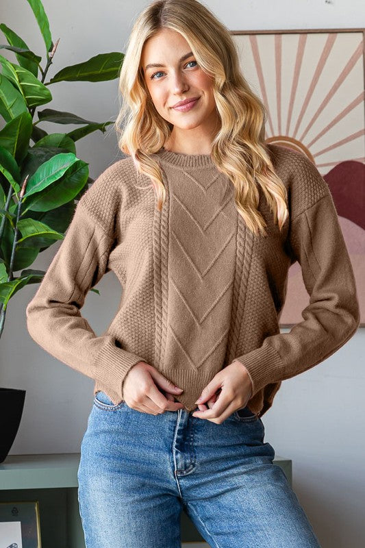 Sabrina Zig Zag Hem Sweater - Mocha