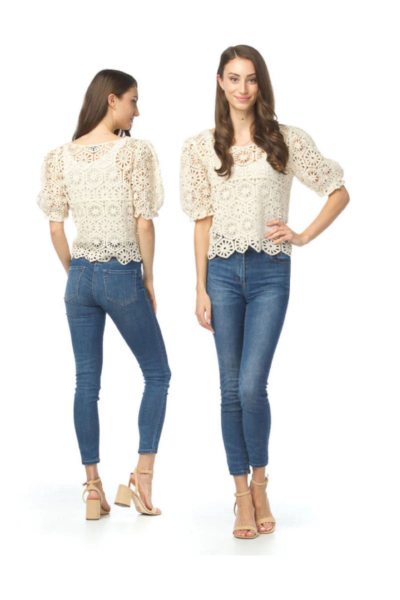 Arielle Crochet Puff Sleeve Top