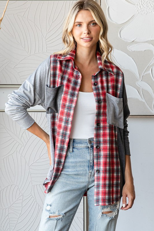 Dorothea Plaid Color Block Top