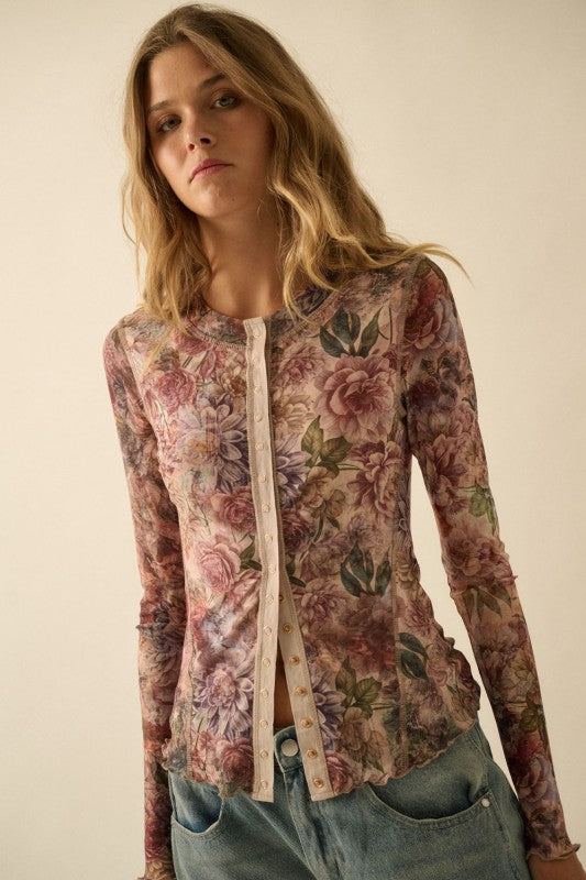 Lynelle Floral Print Mesh Top