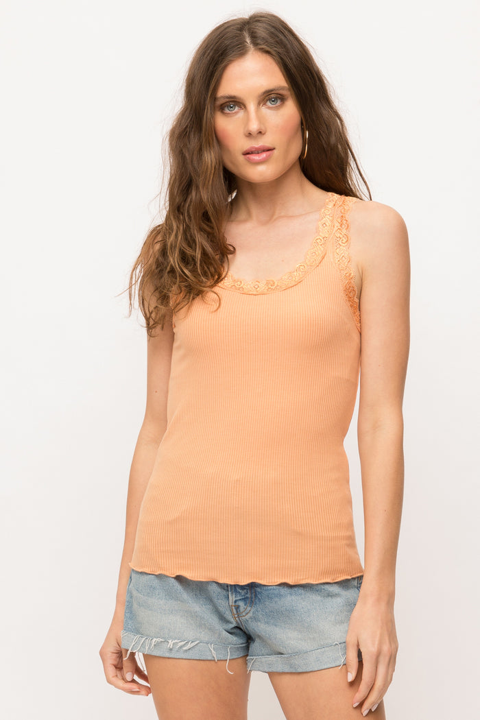 Kimmie Lace Trim Ribbed Cami