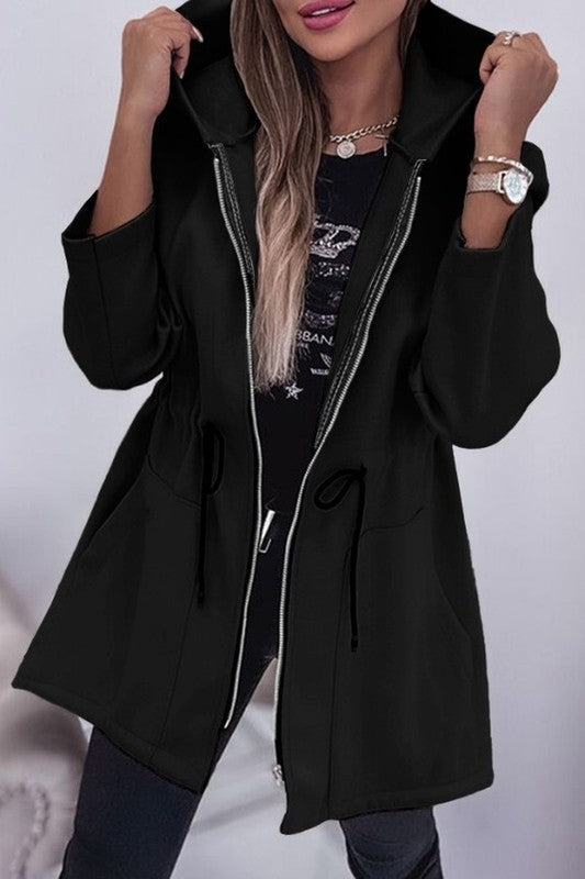 Alaina Hooded Drawstring Waist Jacket