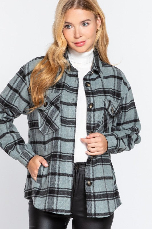 Emilia Wool Blend Plaid Shacket
