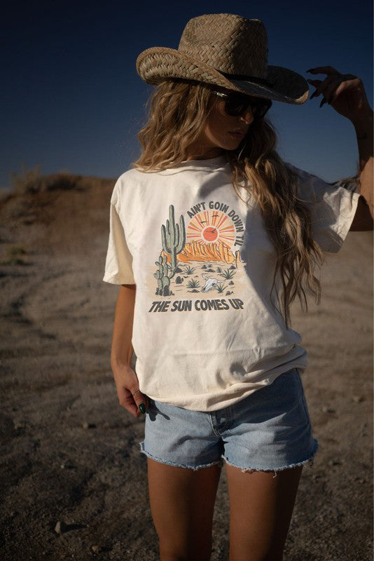 "Ain't Going Down Til The Sun Comes Up" Graphic Tee - Cream