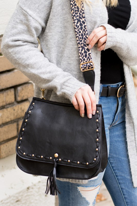 Ellie Leopard Strap Saddle Bag